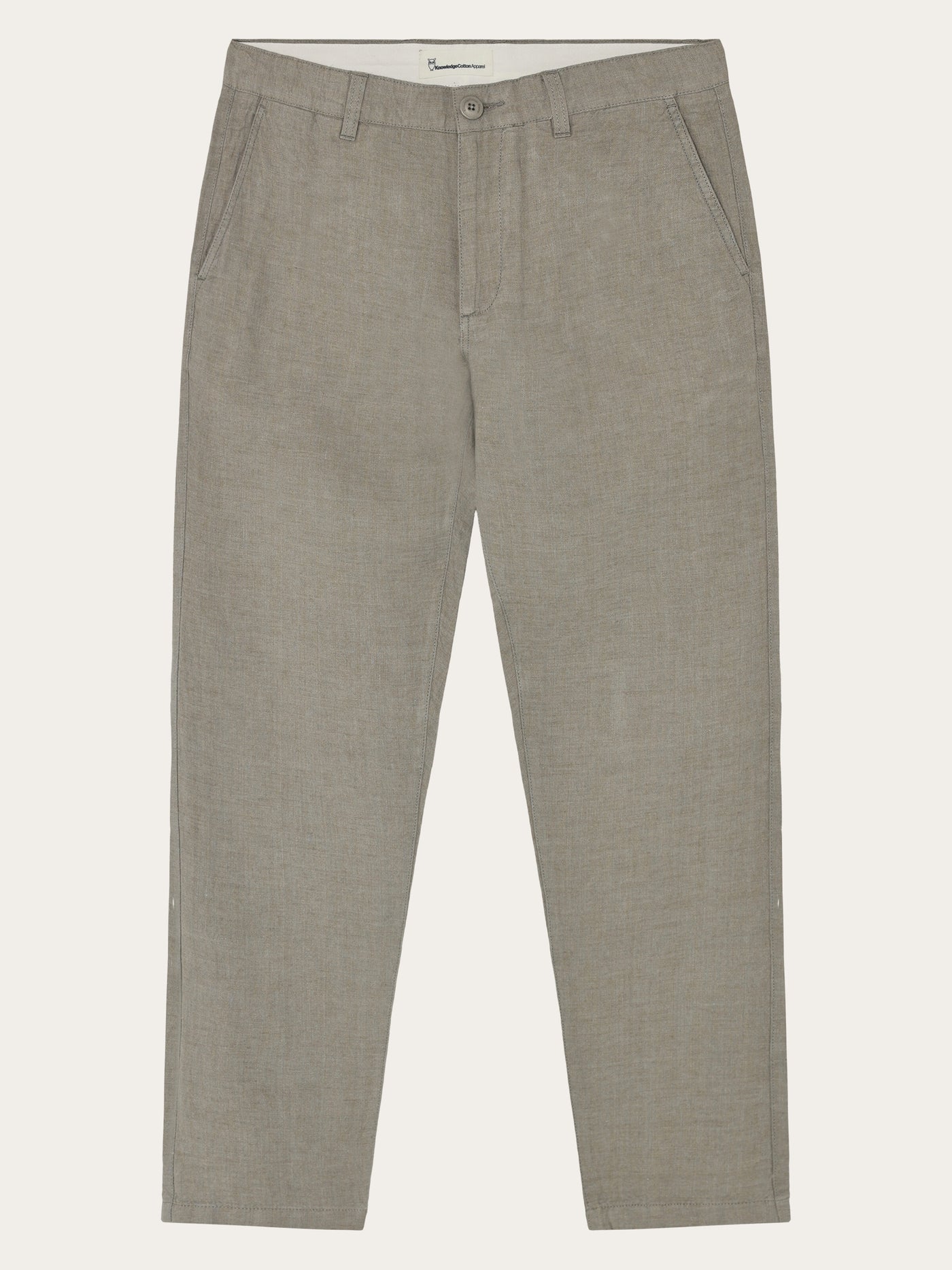 Knowledge Cotton Hose aus Leinen grau/beige