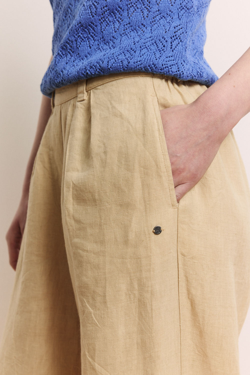 Tranquillo Hose aus Leinen "Rooxy" beige