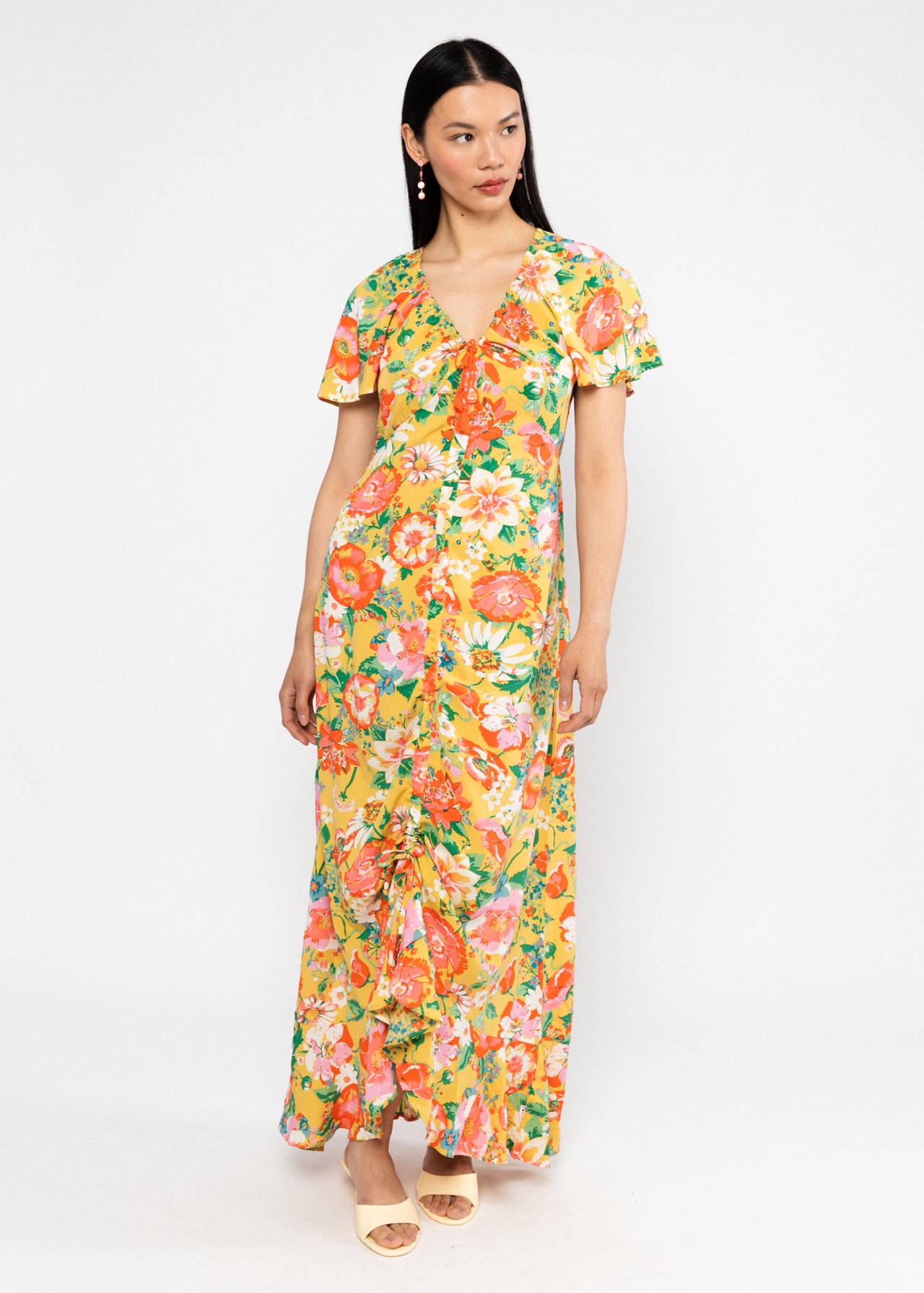 Blutsgeschwister Kleid "Sunset Goddess" gelb/ geblümt