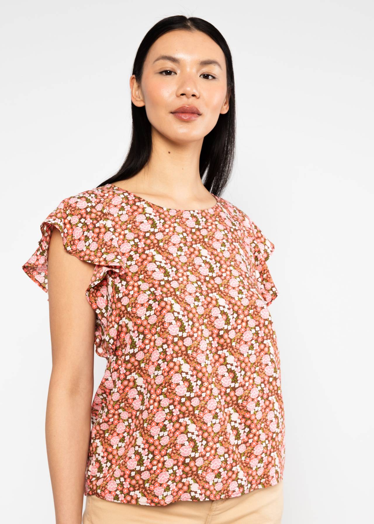 Blutsgeschwister Shirt "Lovebird's Wings" rosa/geblümt
