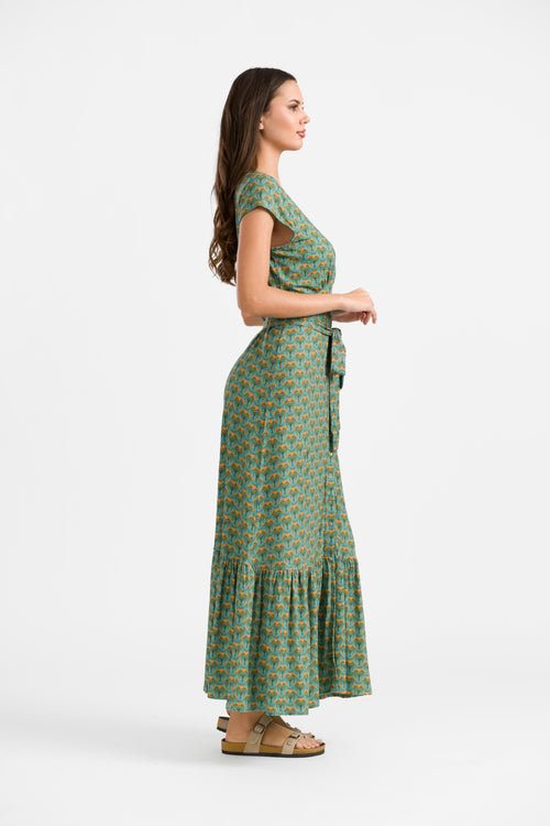 Lalamour Kleid "Maud" grün/gemustert