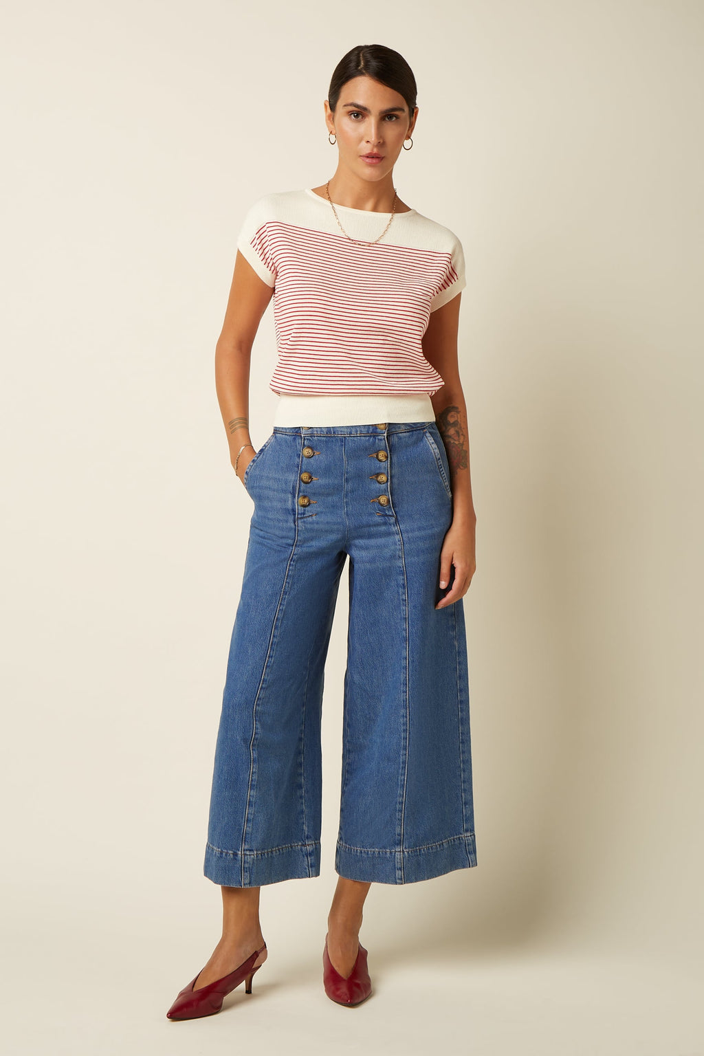 King Louie Hose "Sailor Culotte" blau