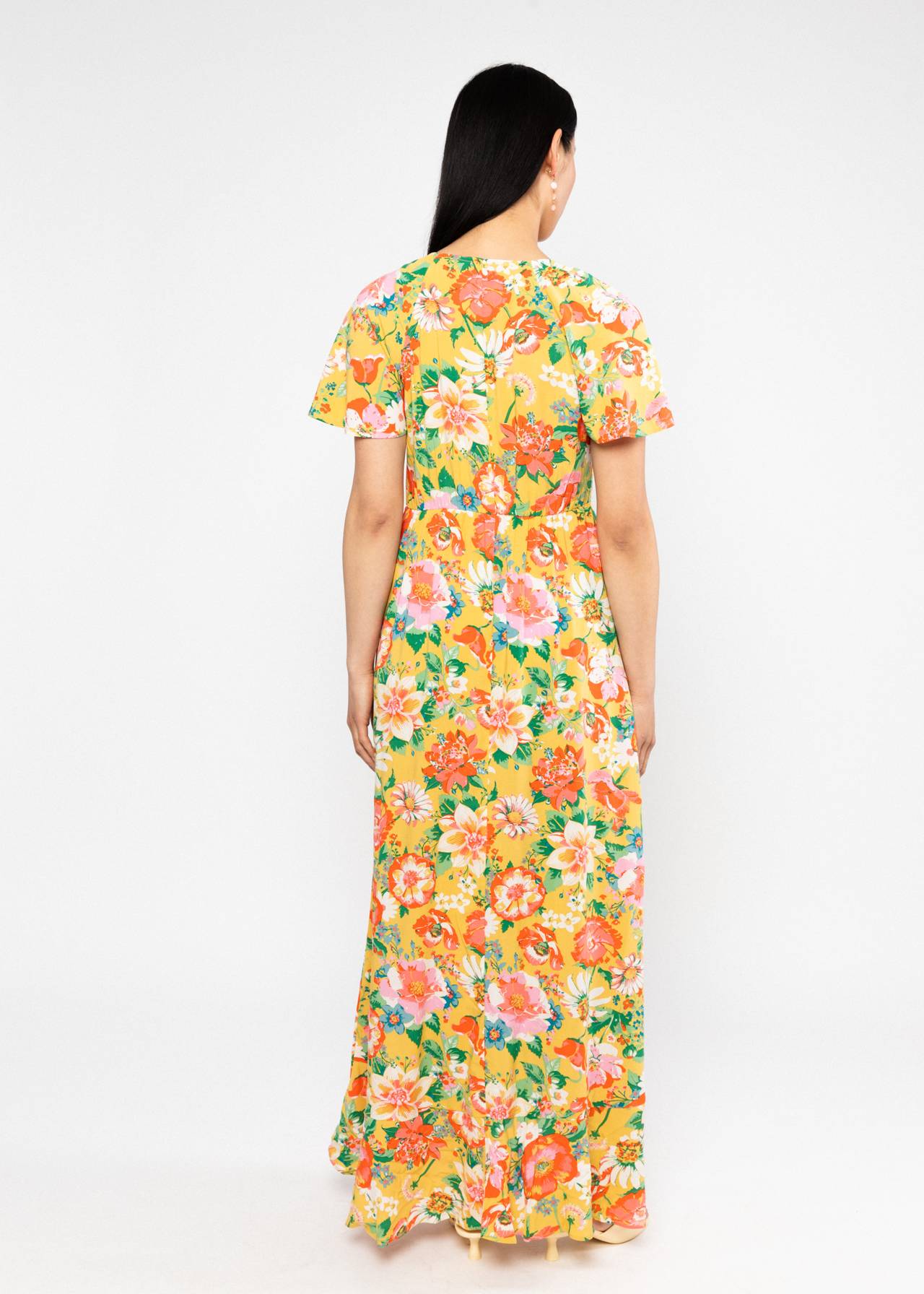Blutsgeschwister Kleid "Sunset Goddess" gelb/ geblümt