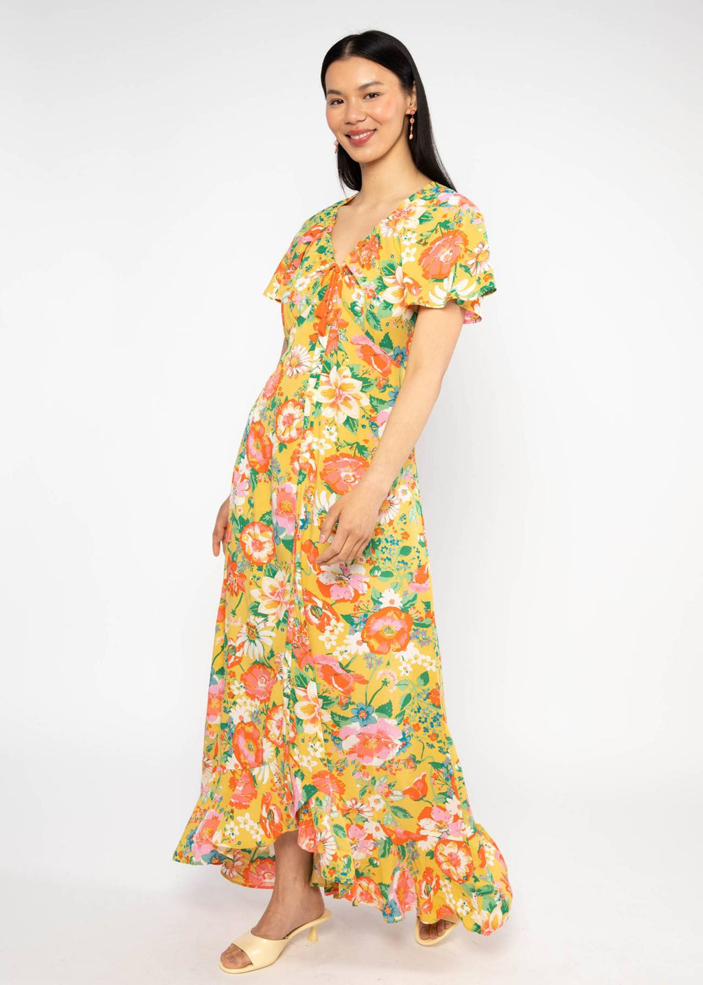 Blutsgeschwister Kleid "Sunset Goddess" gelb/ geblümt