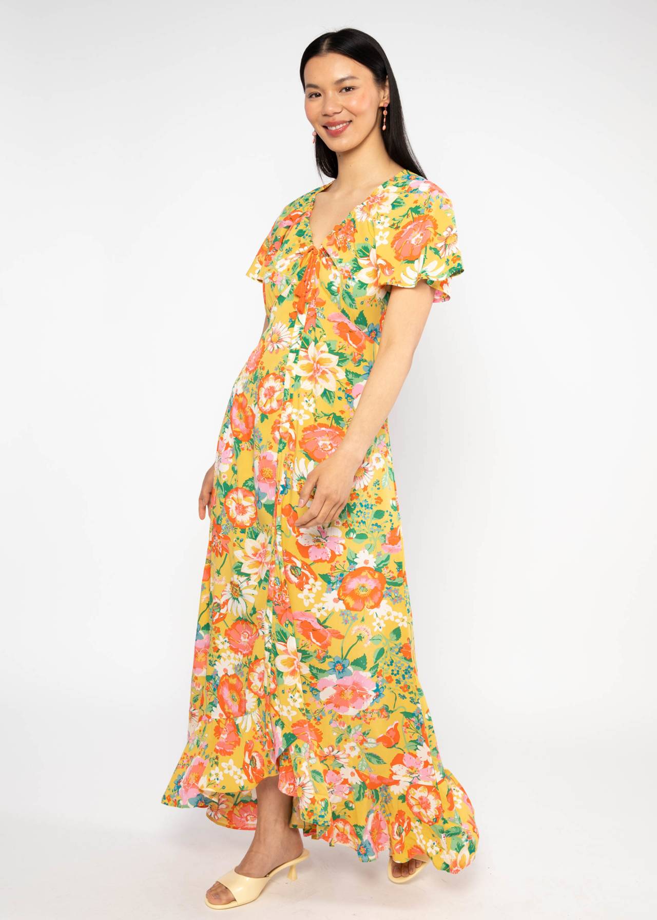 Blutsgeschwister Kleid "Sunset Goddess" gelb/ geblümt