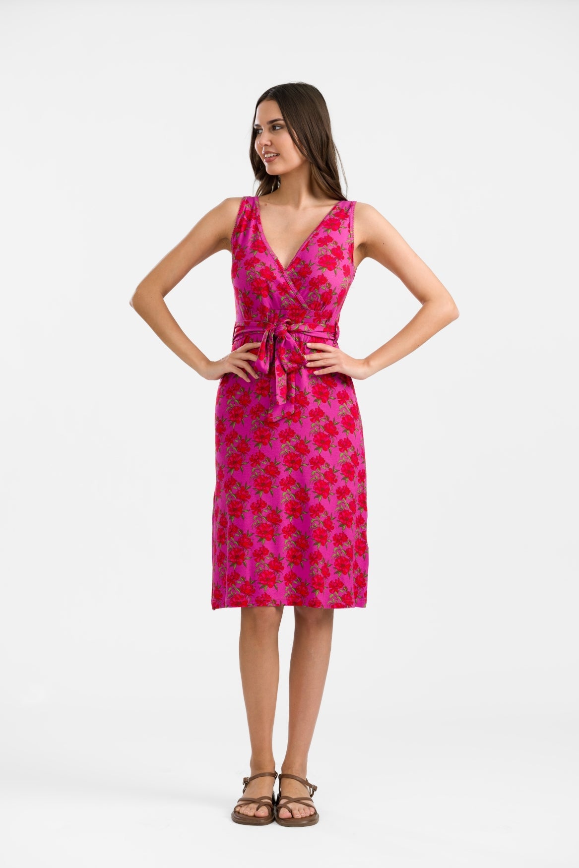 Lalamour Kleid "Milly" pink/rot geblümt