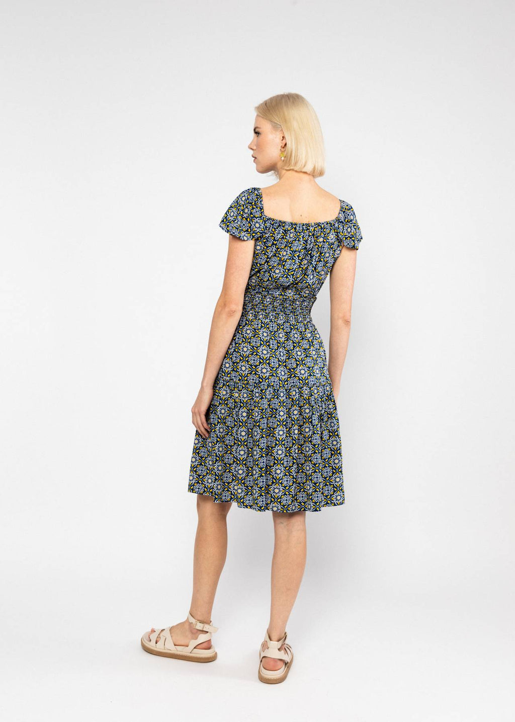 Blutsgeschwister Kleid "Parasolita" blau/gelb gemustert