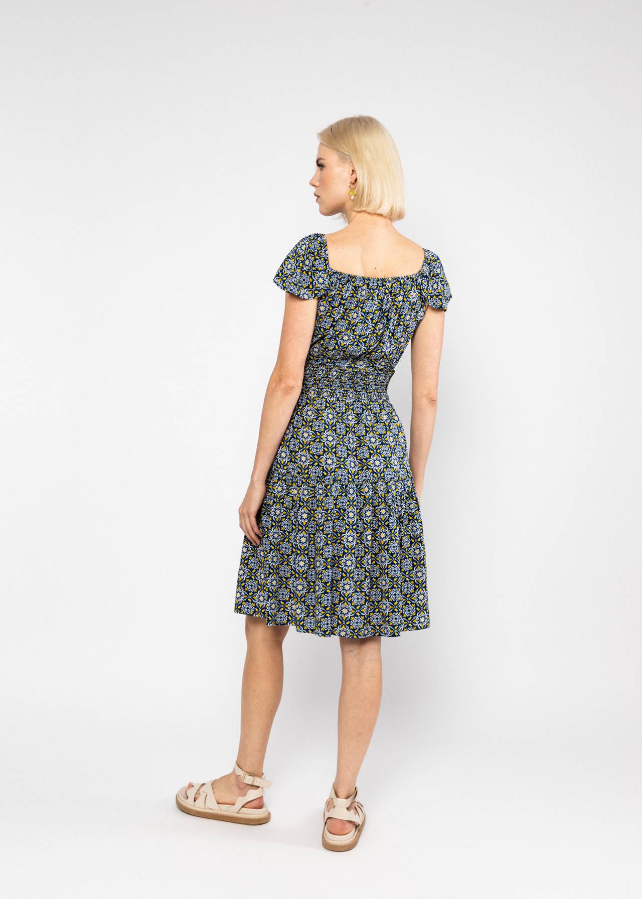 Blutsgeschwister Kleid "Parasolita" blau/gelb gemustert