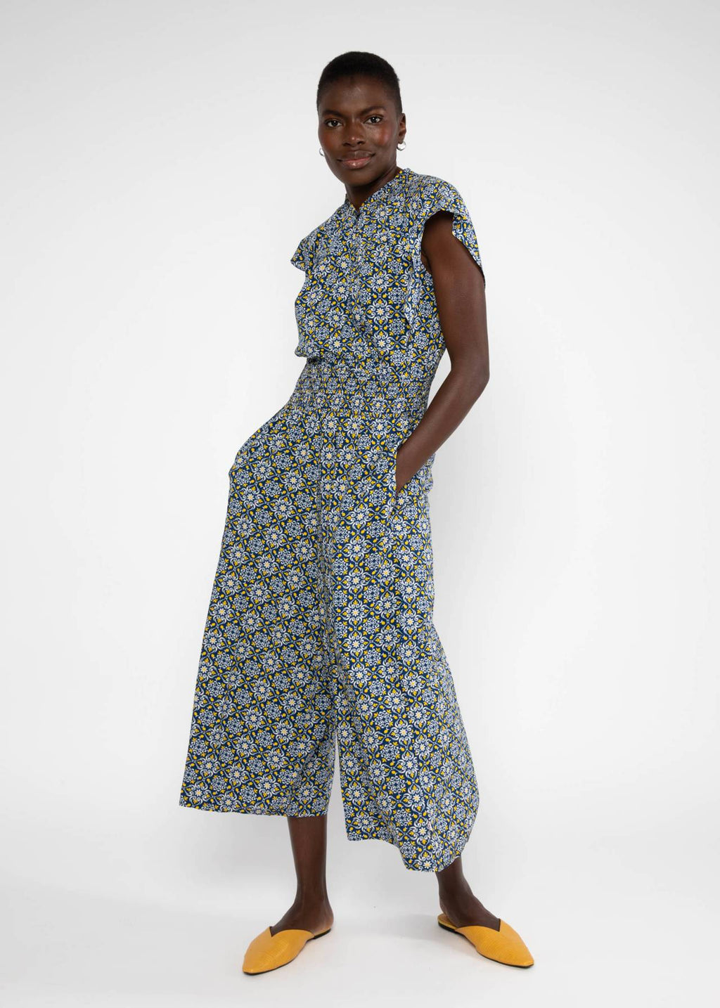 Blutsgeschwister Overall "Love's Lightest Wings" blau/gelb gemustert