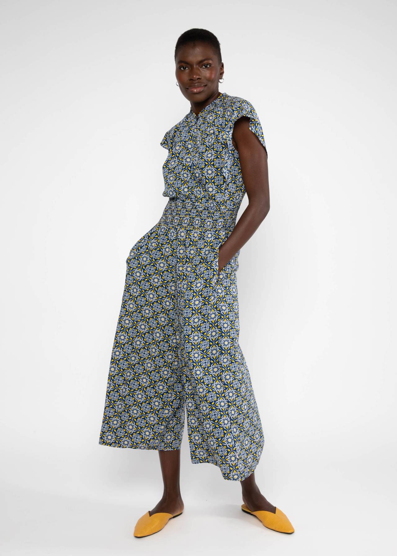 Blutsgeschwister Overall "Love's Lightest Wings" blau/gelb gemustert