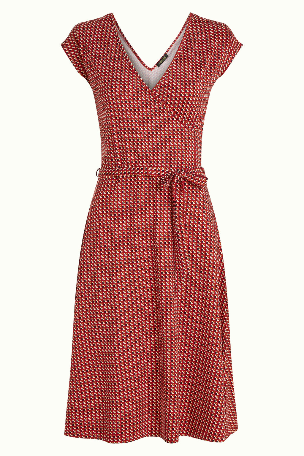 King Louie Kleid "Mira" rot/blau gemustert