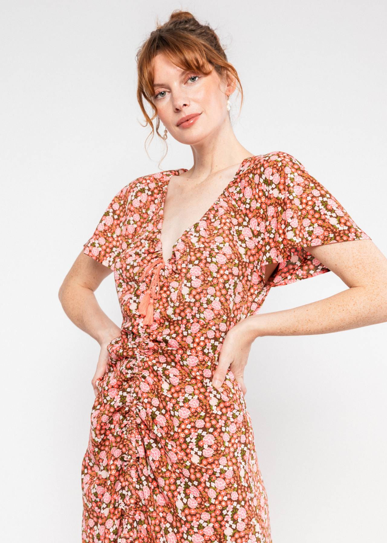 Blutsgeschwister Kleid "Sunset Goddess" rosa/geblümt