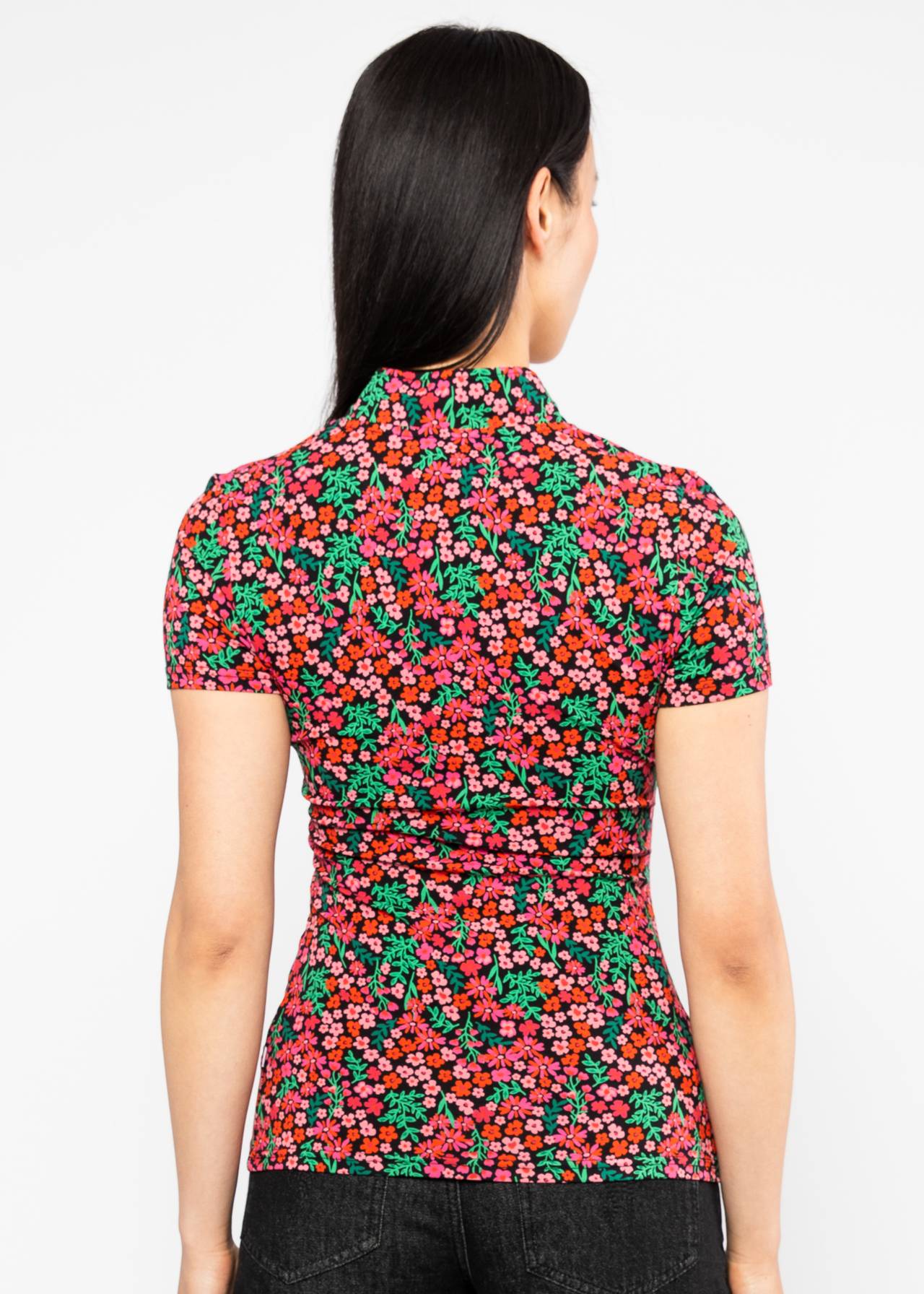 Blutsgeschwister Shirt "Pow Wow" rot/rosa geblümt