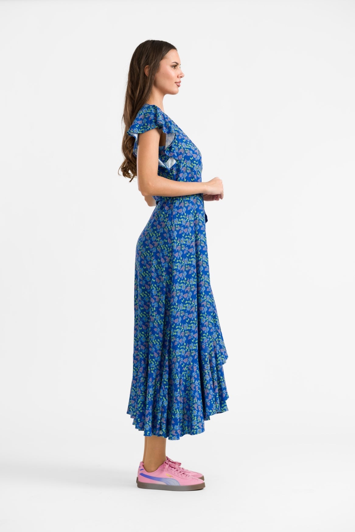Lalamour Kleid "yara" blau/geblümt