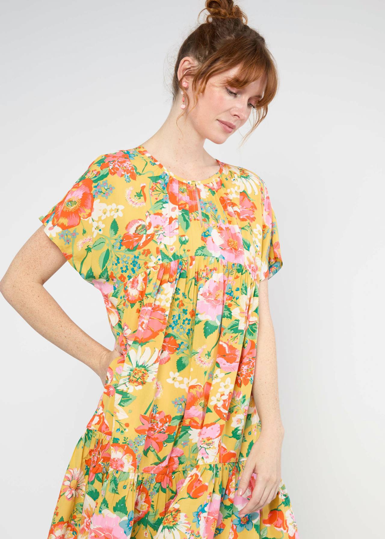 Blutsgeschwister Kleid "Seeds of Love" gelb/orange geblümt