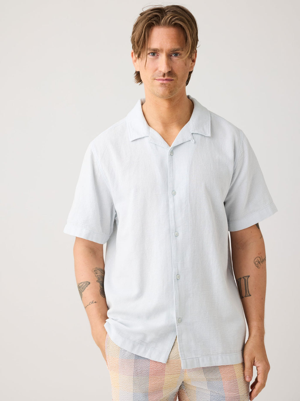 Knowledge Cotton Hemd kurzarm beige