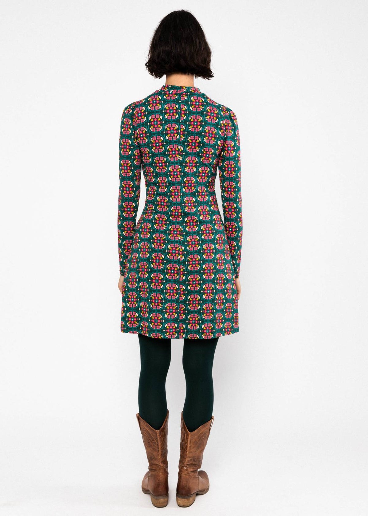Blutsgeschwister Kleid "Tiny Peephole" petrol/bunt geblümt
