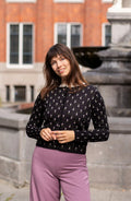 Very Cherry Strickjacke "Flower Jacquard" Schwarz/Blumen